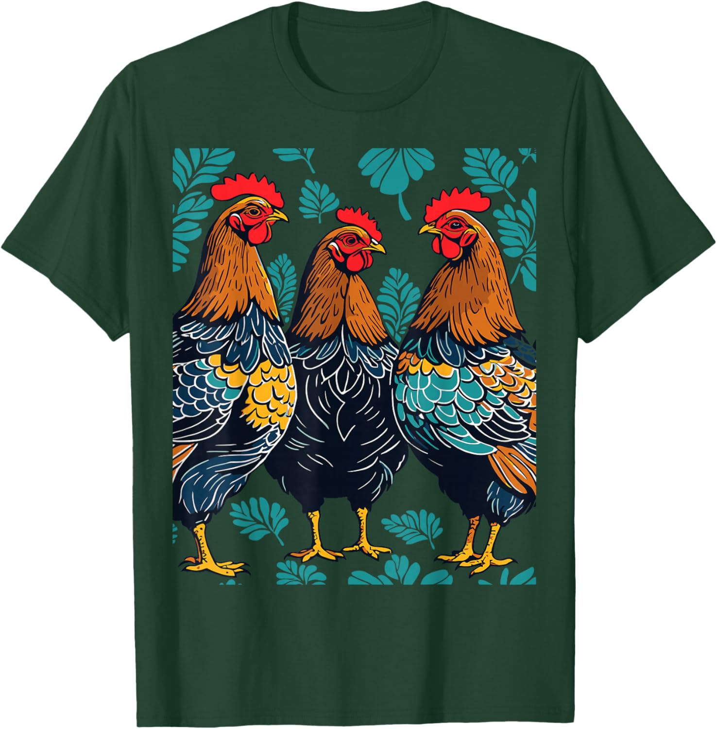 Three French Hens Cut-Out Stencil-Style T-Shirt - T-Shirt | Forest