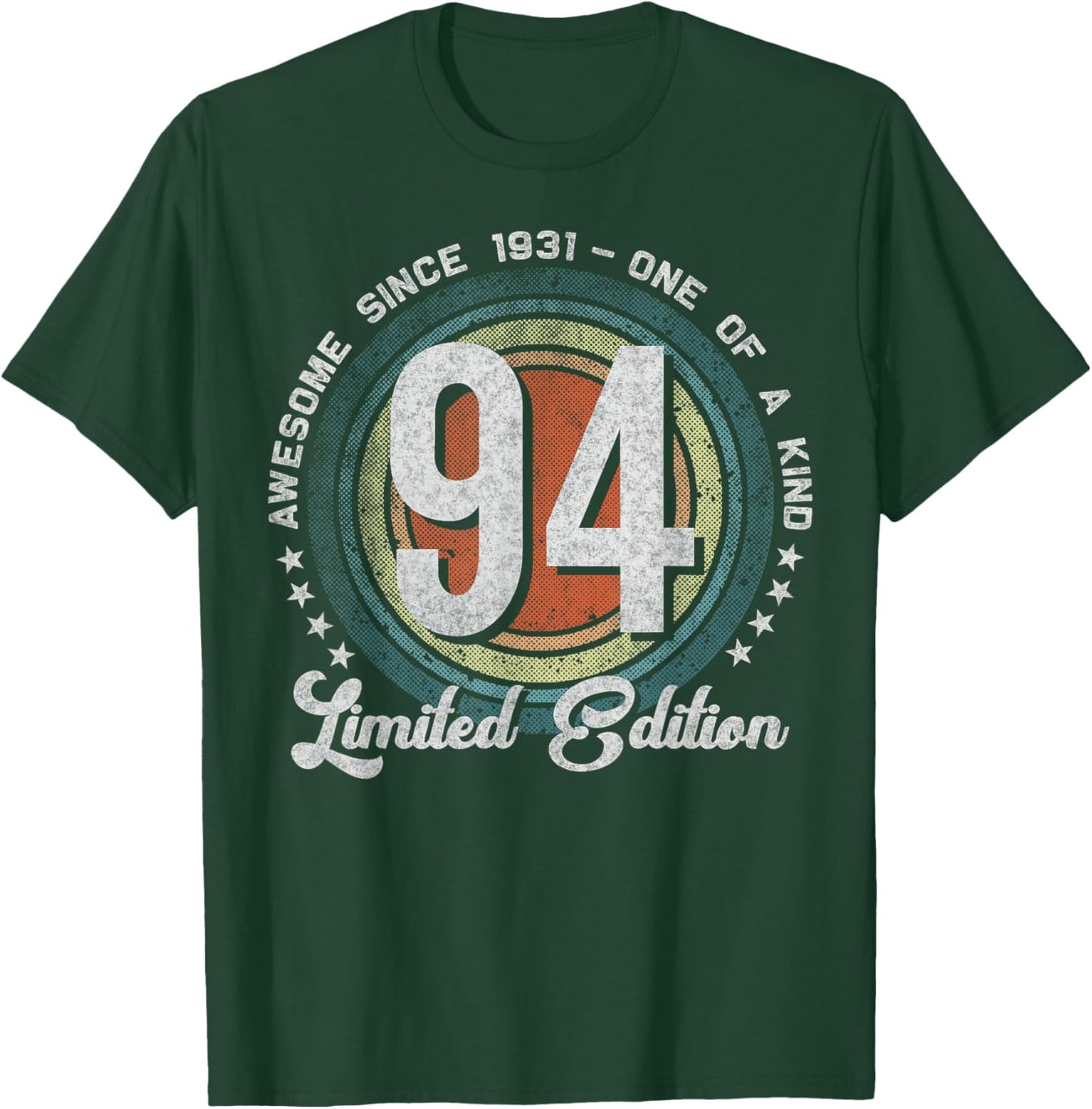 94 Year Old Gifts Vintage 1931 Limited Edition 94th Birthday T-Shirt - T-Shirt | Forest