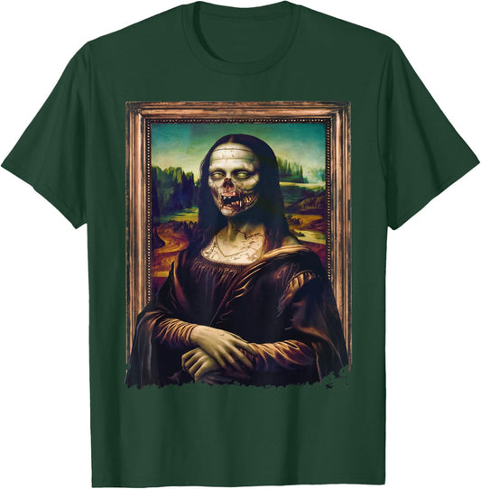 Mona Lisa Art Halloween Funny Zombie T-Shirt - T-Shirt | Forest