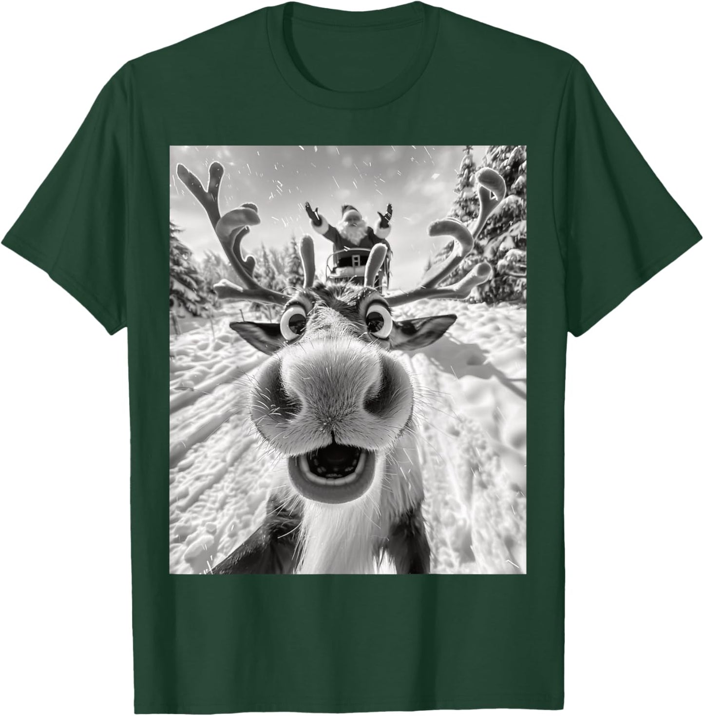 Funny Reindeer Selfie Christmas T-Shirt - T-Shirt | Forest