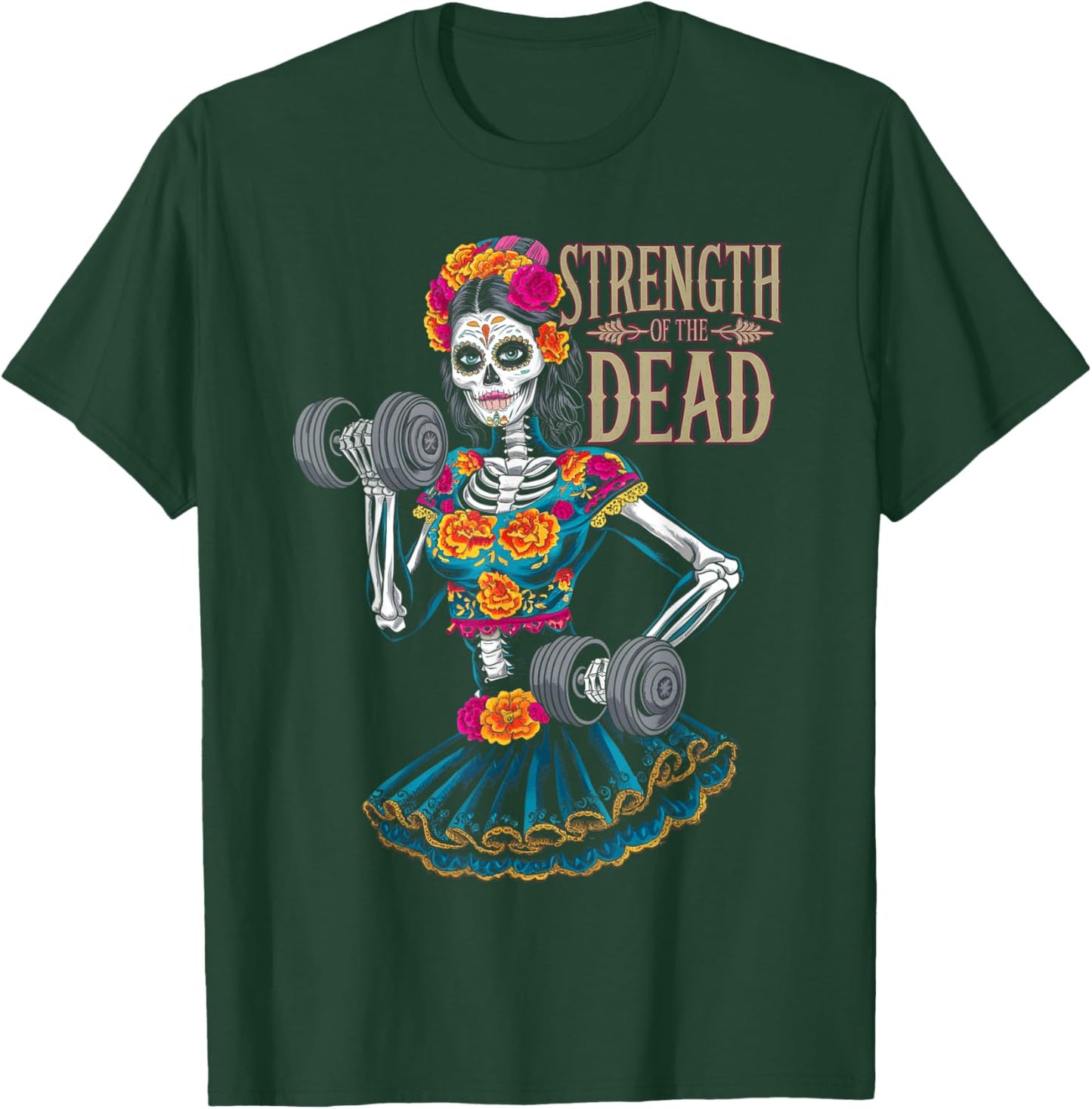 Dia De Los Muertos La Catrina Day of the Dead Gym Workout T-Shirt - T-Shirt | Forest