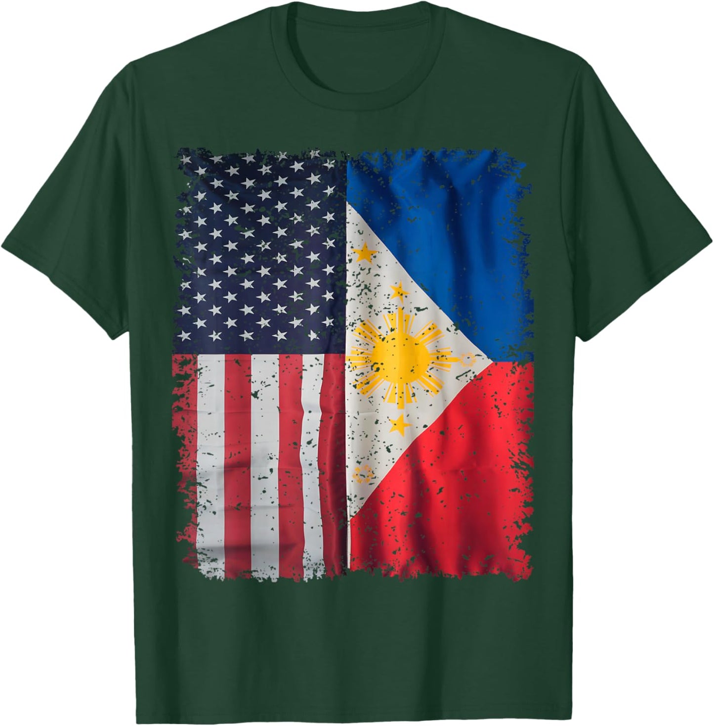 Philippines Usa Flag America Filipino Roots American Grown T-Shirt - T-Shirt | Forest