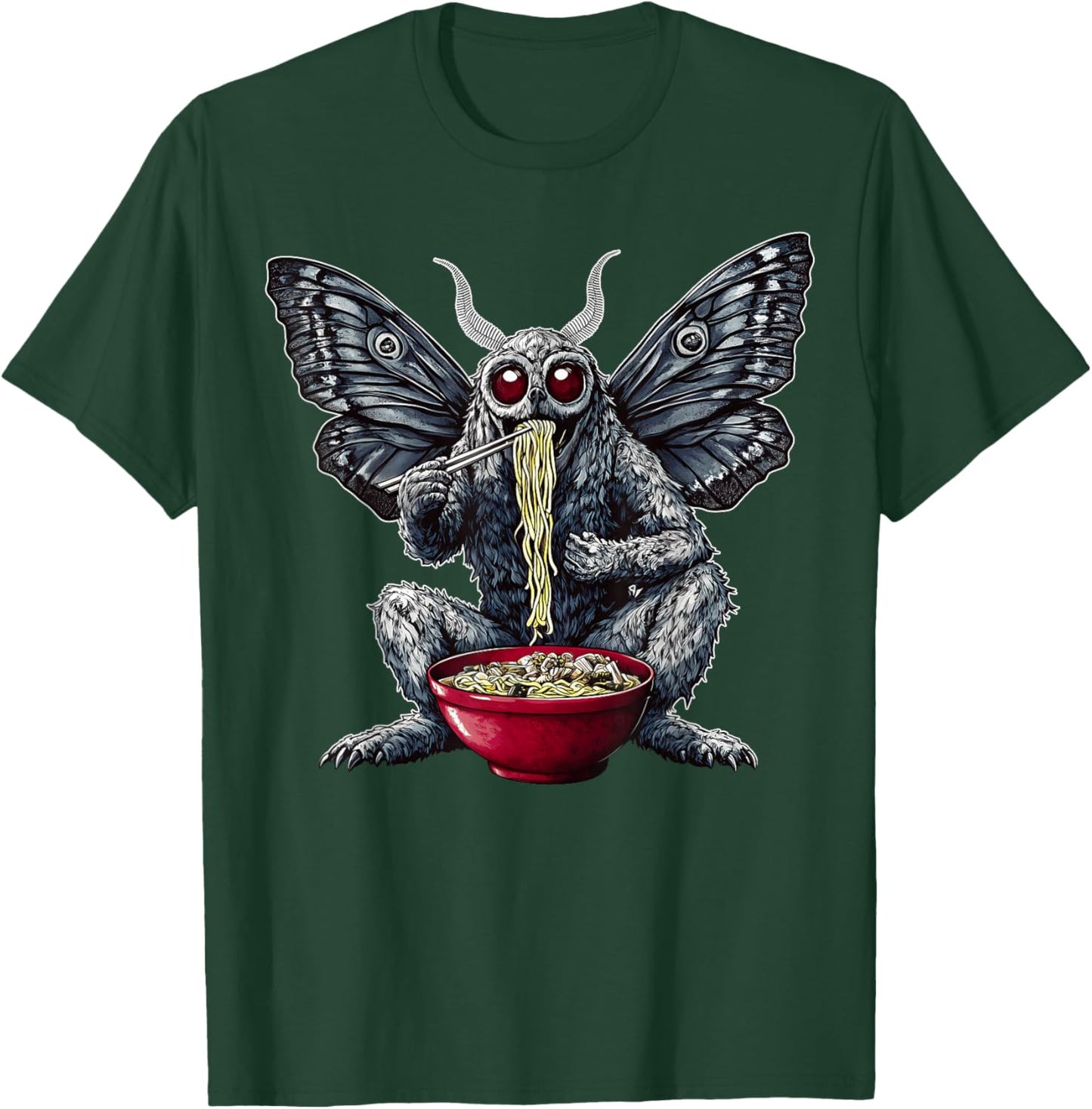Mothman Cryptozoology Cryptid Ramen Japanese Noodles T-Shirt - T-Shirt | Forest
