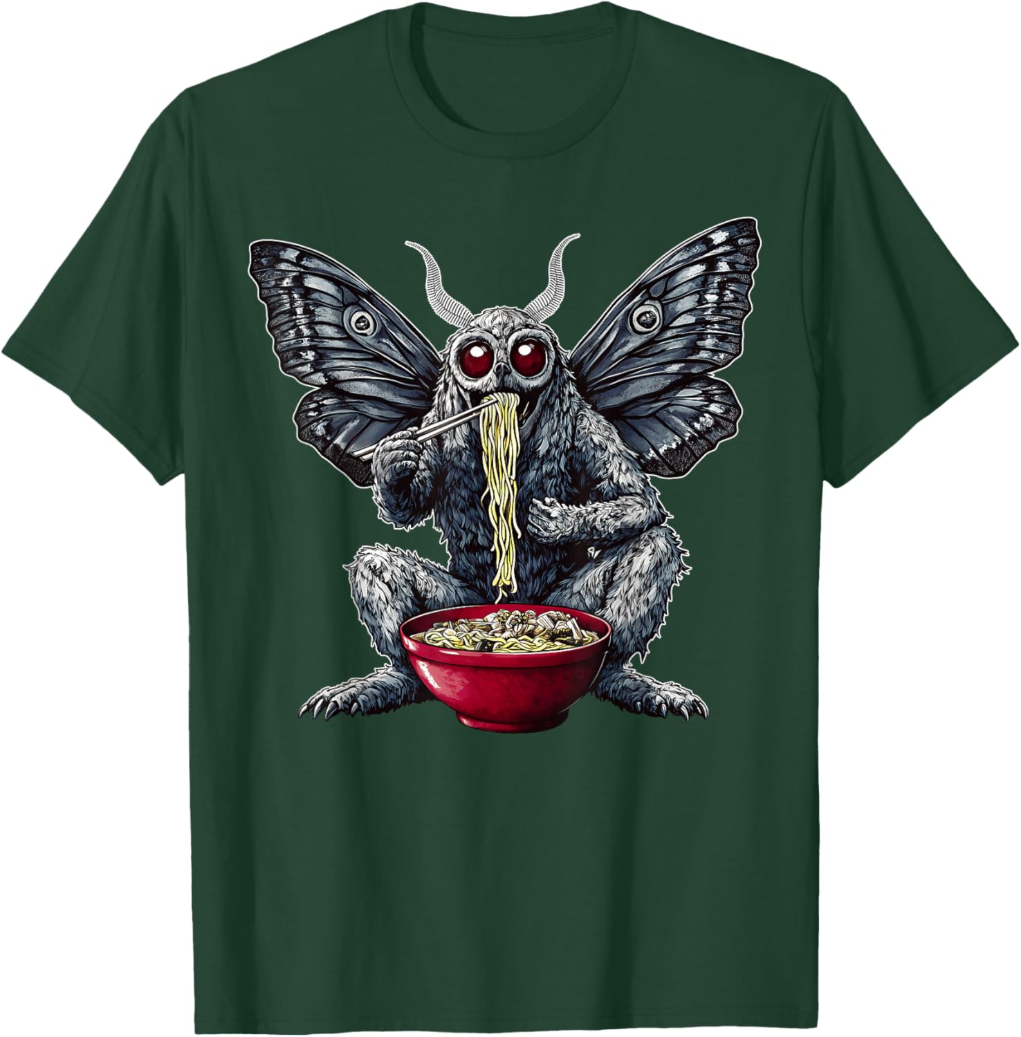 Mothman Cryptozoology Cryptid Ramen Japanese Noodles T-Shirt - T-Shirt | Forest