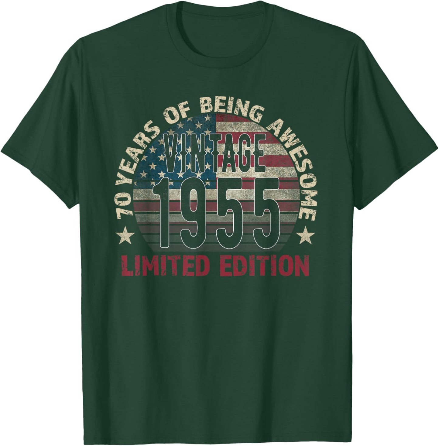 70th Birthday Gift Men Vintage Born 1955 Turning 70 Year Old T-Shirt - T-Shirt | Forest