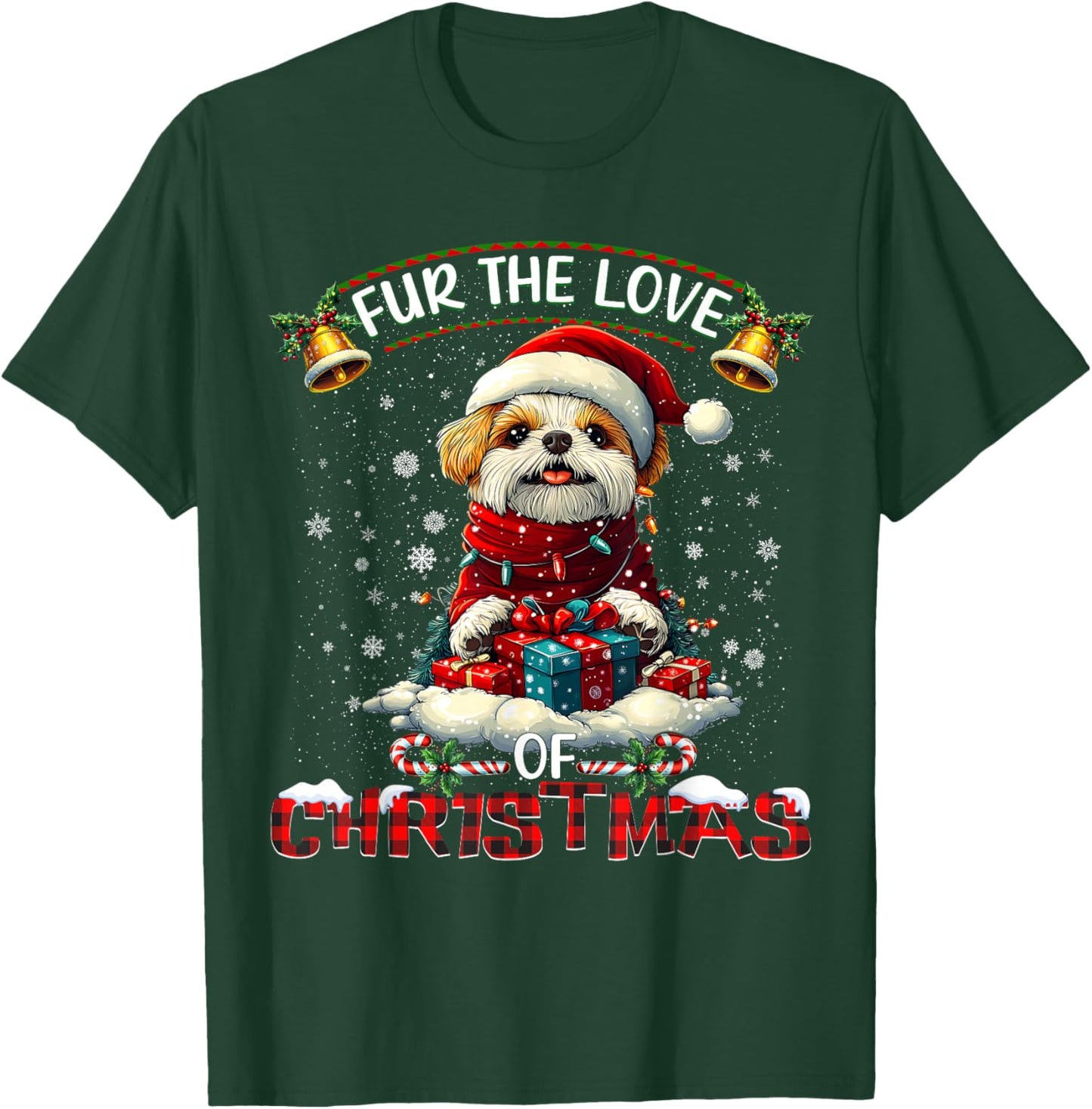 Shih Tzu Christmas Tree Lights Decorations Dog Lover Xmas T-Shirt - T-Shirt | Forest