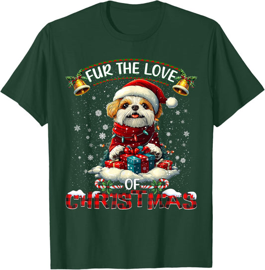 Shih Tzu Christmas Tree Lights Decorations Dog Lover Xmas T-Shirt - T-Shirt | Forest