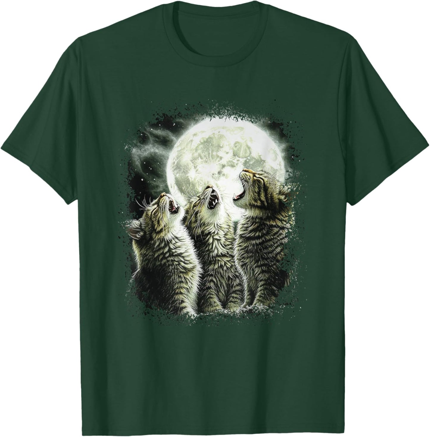 Funny Cats Howling At Moon T-Shirt - T-Shirt | Forest