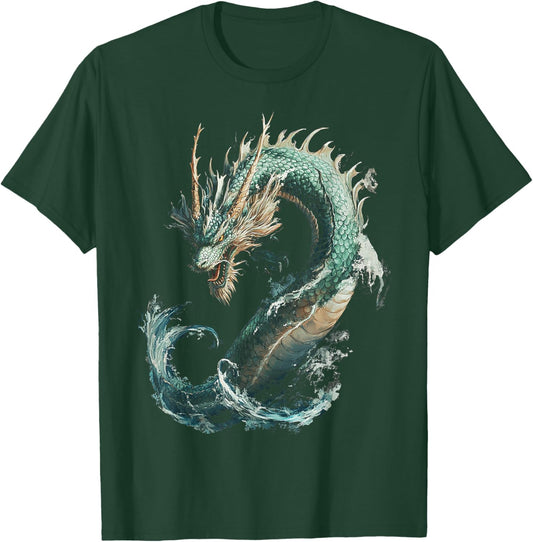 Sea Dragon Motif Mythical Illustration Sea Dragon T-Shirt - T-Shirt | Forest