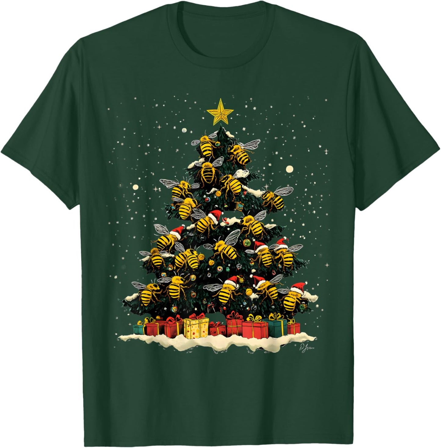 Bee Christmas Tree Ornament Decor Xmas T-Shirt - T-Shirt | Forest