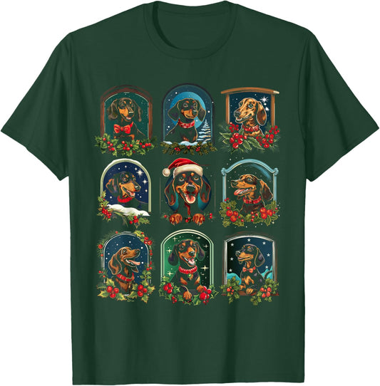 Vintage Christmas Dachshund T-Shirt - T-Shirt | Forest