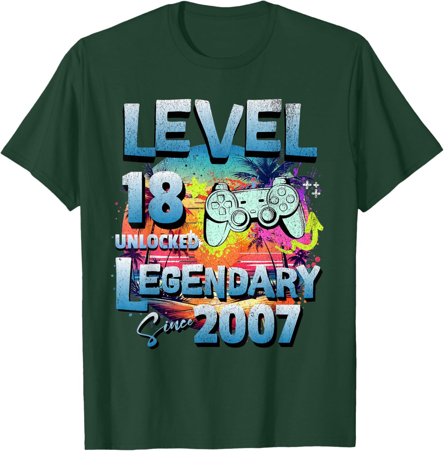 Level 18 years old unlocked since 2007 Legendary birthday T-Shirt - T-Shirt | Forest