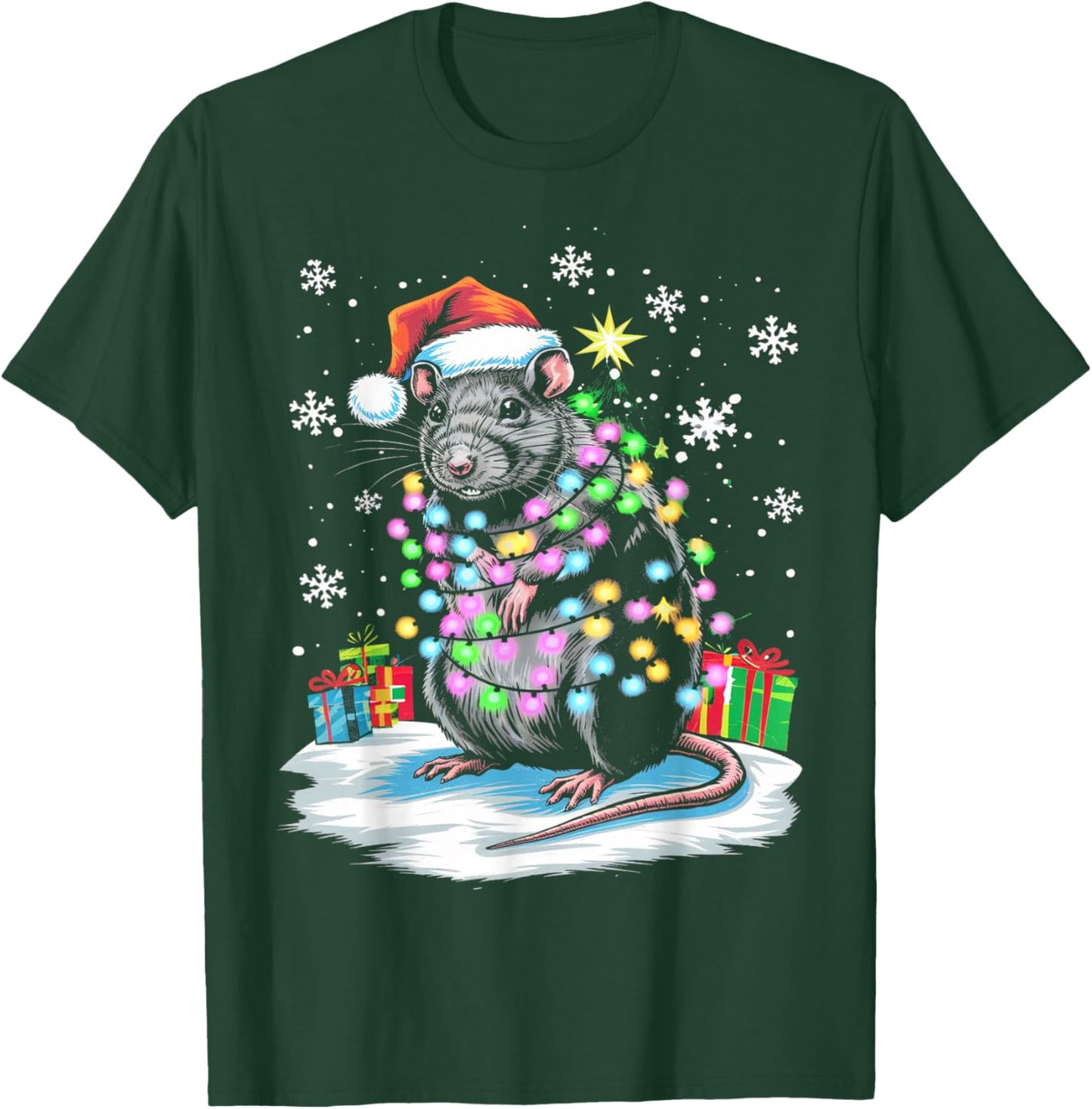 Rat Christmas Light Family T-Shirt - T-Shirt | Forest