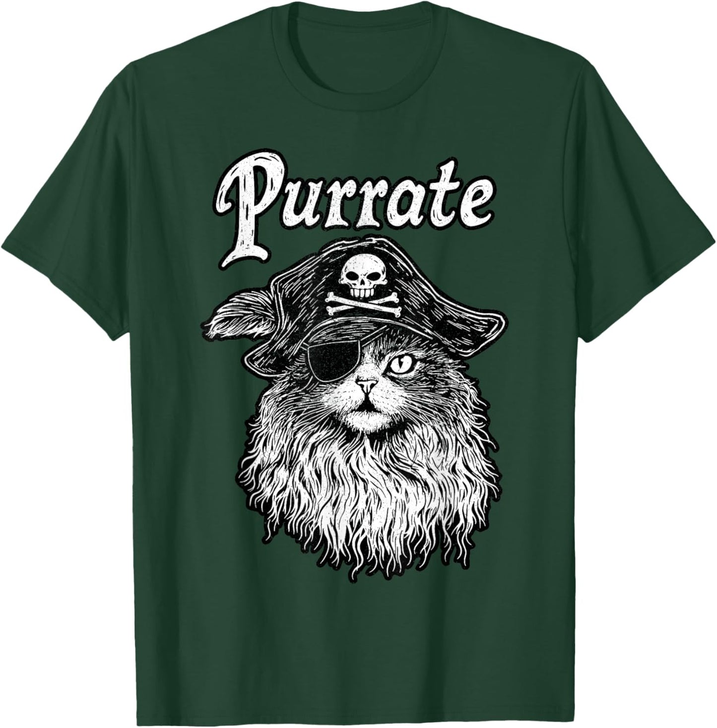 Purrate Pirate Cat – Feline Lover Funny Kitty Pun T-Shirt - T-Shirt | Forest