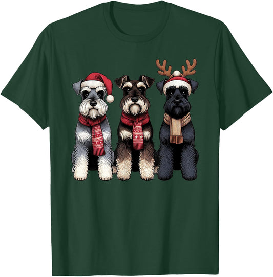 Santa Reindeer Schnauzer Christmas Dachshund Lover Pajama T-Shirt - T-Shirt | Forest