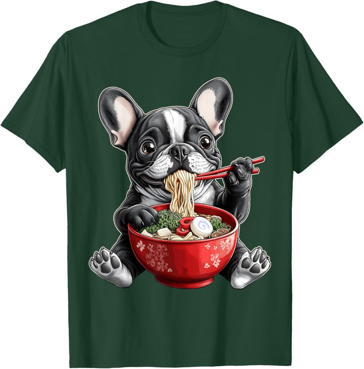 French Bulldog Frenchie Dog Ramen Japanese Noodles T-Shirt - T-Shirt | Forest
