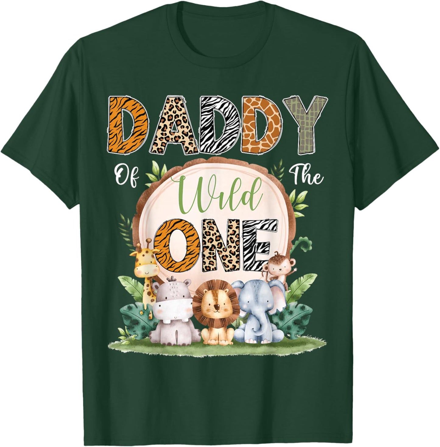 Daddy Of The Wild One First Birthday Safari Woodland T-Shirt - T-Shirt | Forest