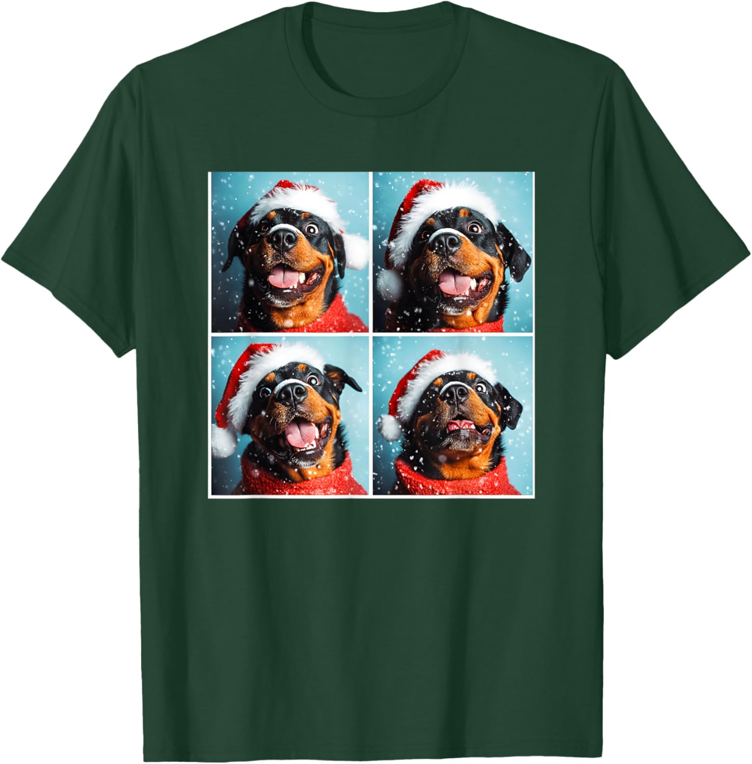 Rottweiler With Santa Hat Snowy Christmas Rottie T-Shirt - T-Shirt | Forest