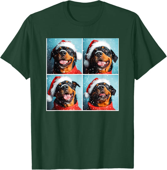Rottweiler With Santa Hat Snowy Christmas Rottie T-Shirt - T-Shirt | Forest