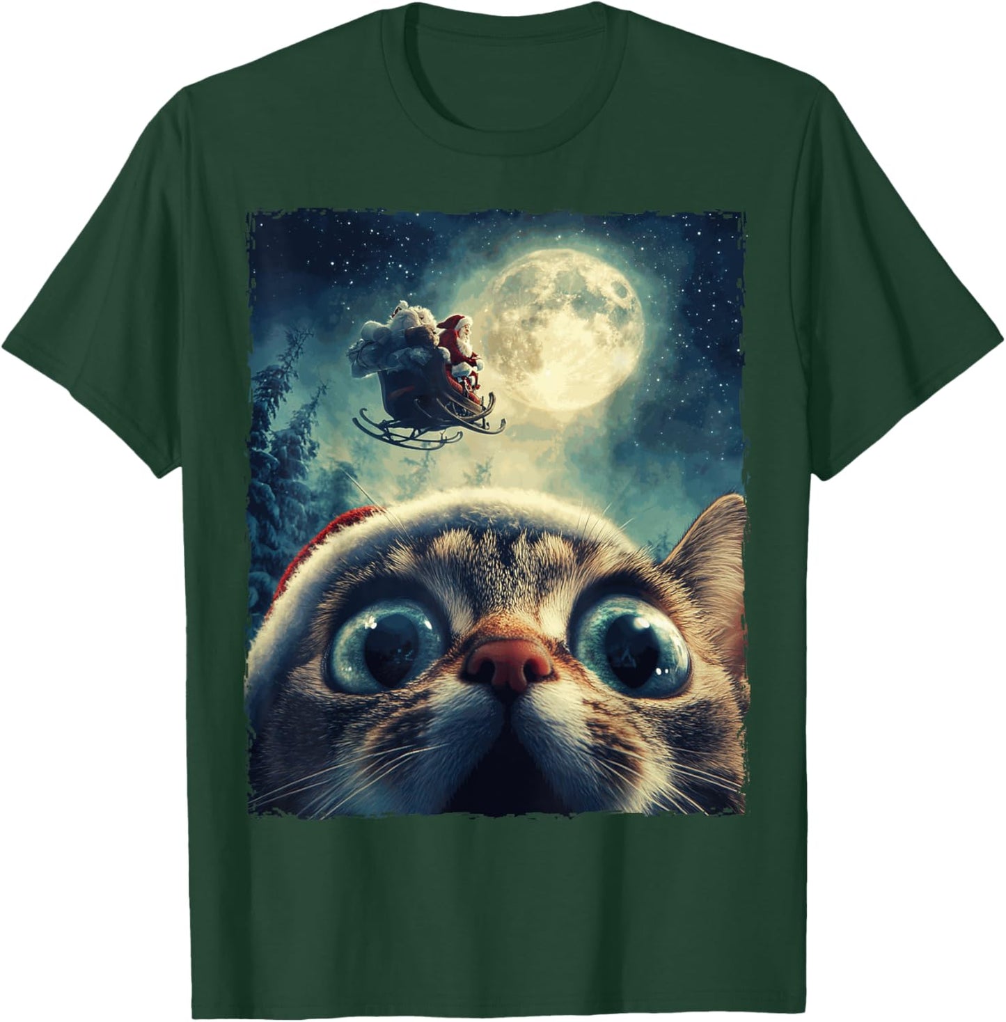 Funny Cat Selfie Santa Moon T-Shirt - T-Shirt | Forest