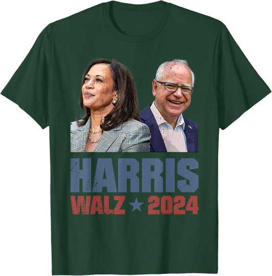 Vintage Kamala Harris Walz 2024 Poster T-Shirt - T-Shirt | Forest