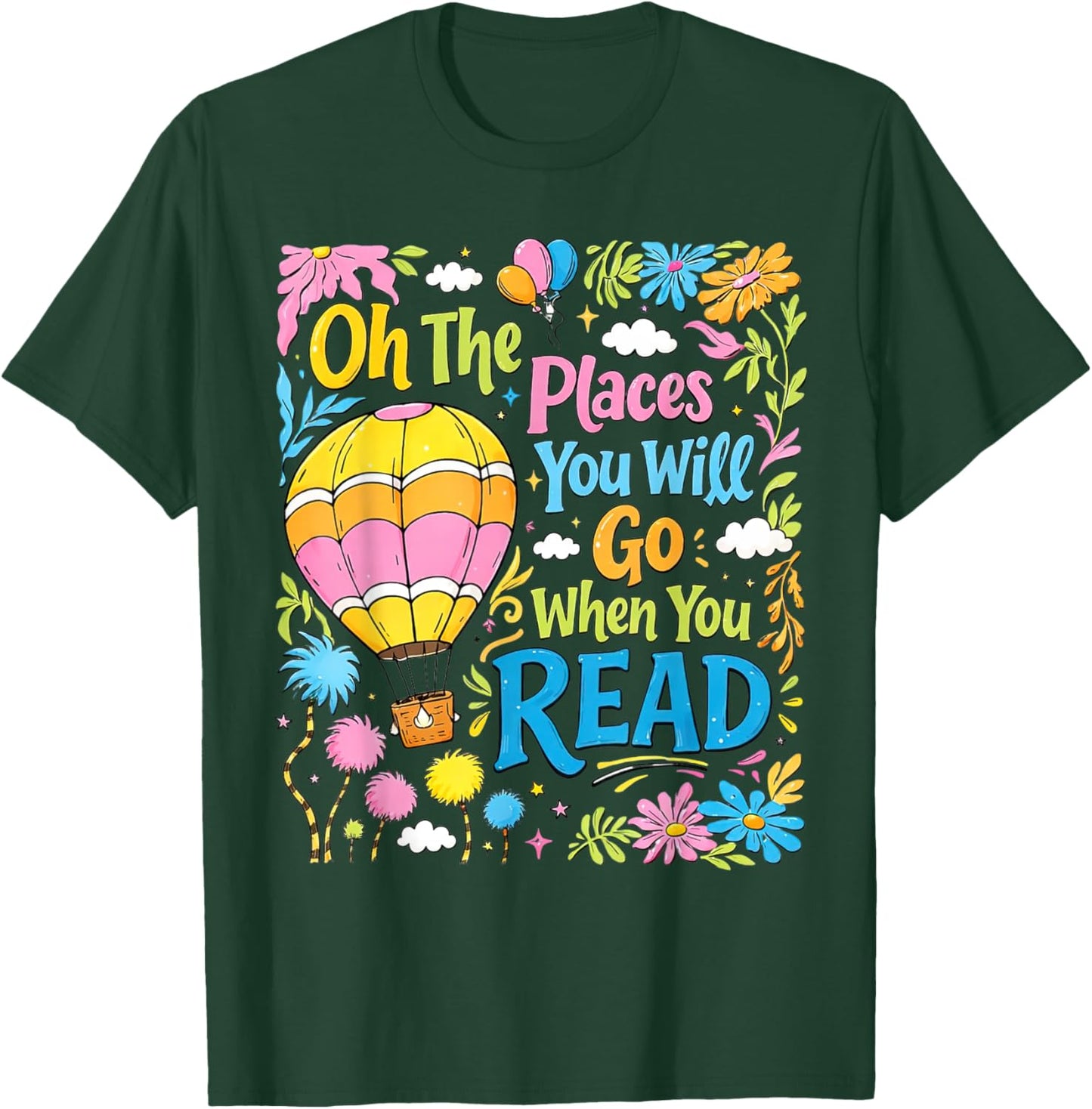 Boho Flowers Oh ThePlaces You Will Go When You Read T-Shirt T-Shirt - T-Shirt | Forest