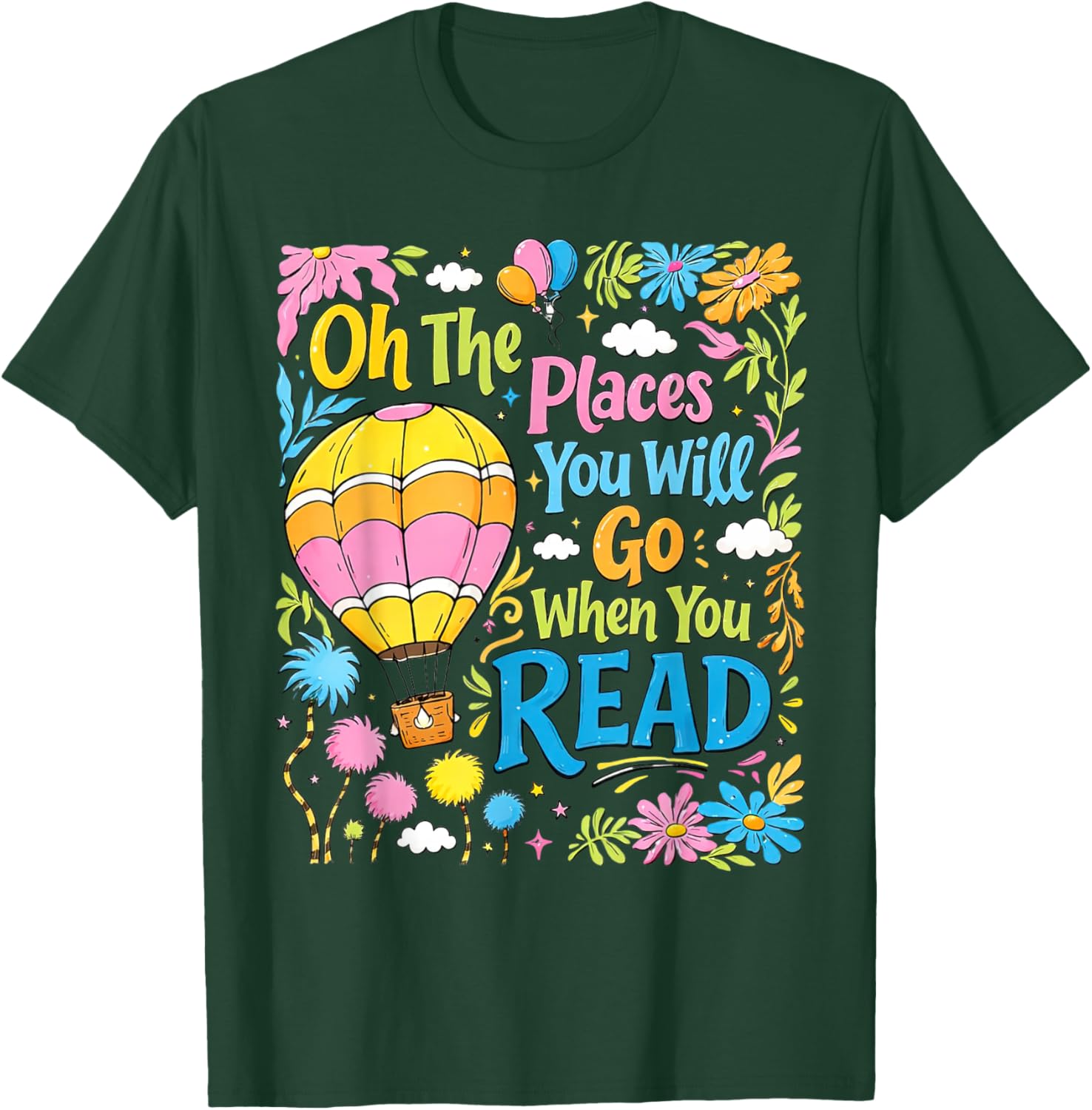 Boho Flowers Oh ThePlaces You Will Go When You Read T-Shirt T-Shirt - T-Shirt | Forest