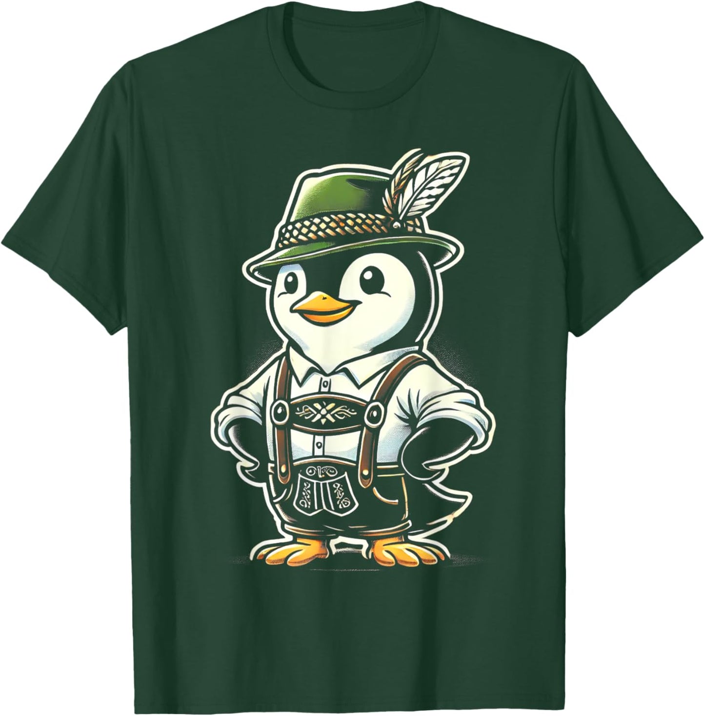 Oktoberfest Penguin Funny German Bavarian Lederhosen Penguin T-Shirt - T-Shirt | Forest