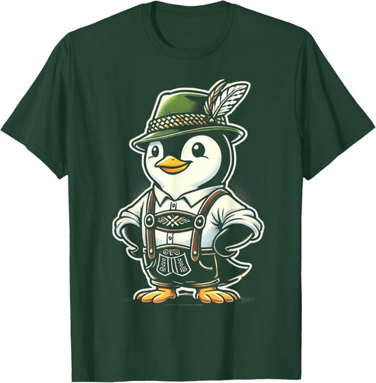 Oktoberfest Penguin Funny German Bavarian Lederhosen Penguin T-Shirt - T-Shirt | Forest