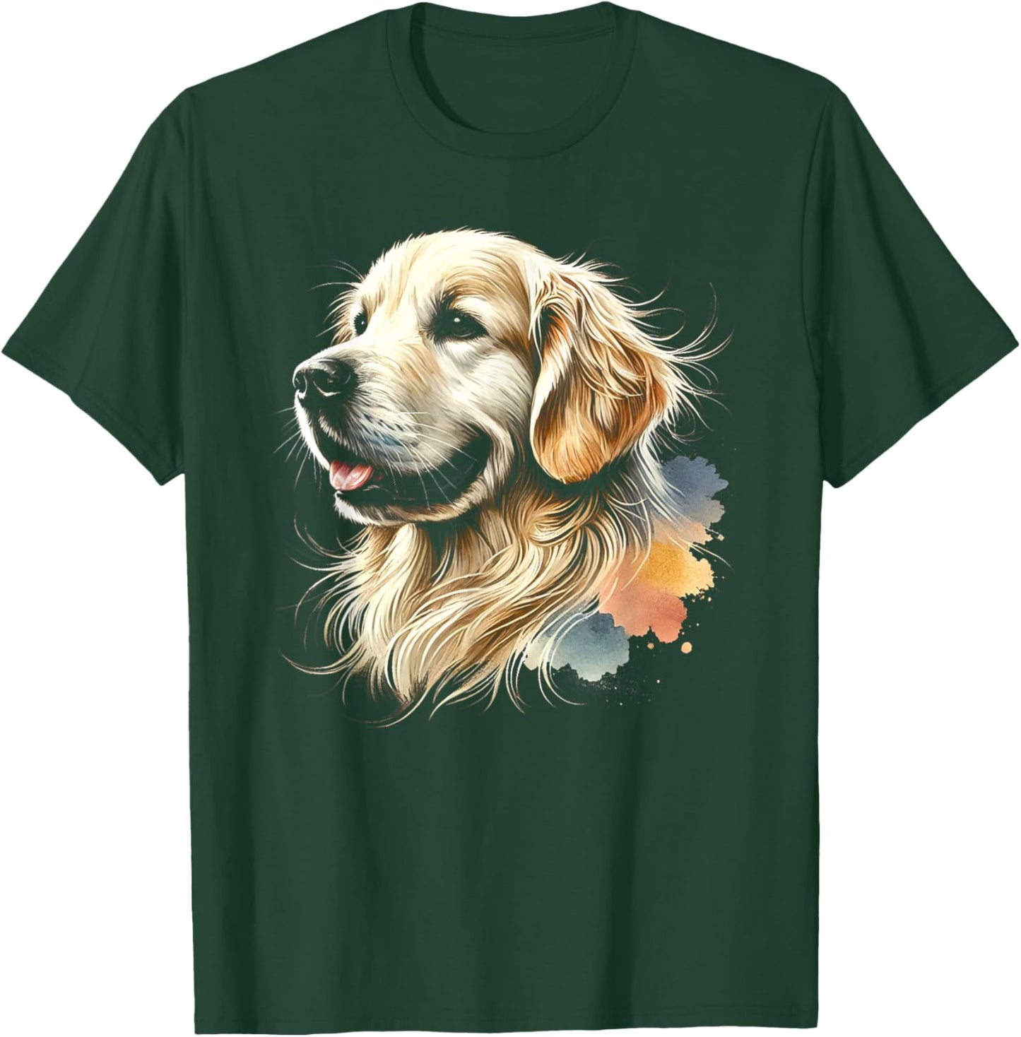 Golden Retriever Watercolor Pop Art Portrait Cute Dog Owners Women Girls Kids T-Shirt - T-Shirt | Forest