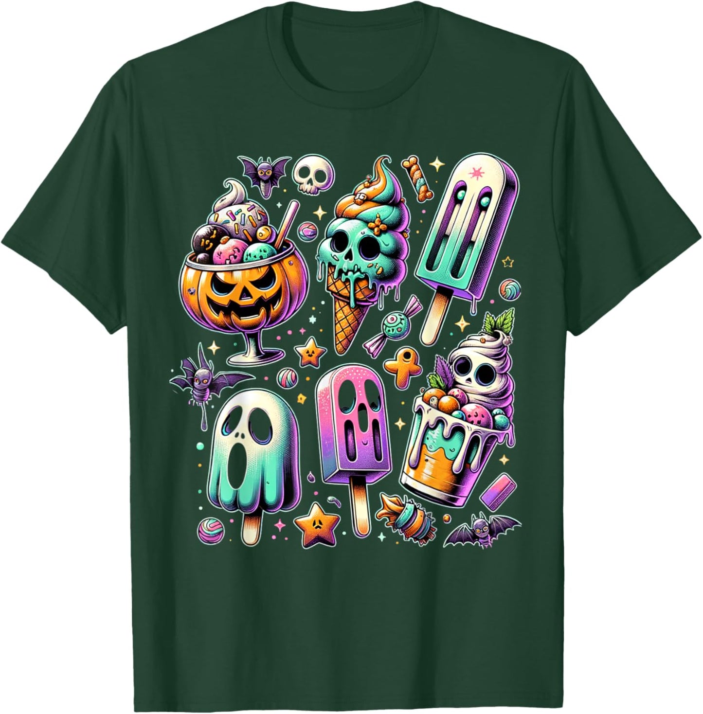 Vintage Horror Movie Summer Popsicle Halloween Summerween T-Shirt - T-Shirt | Forest