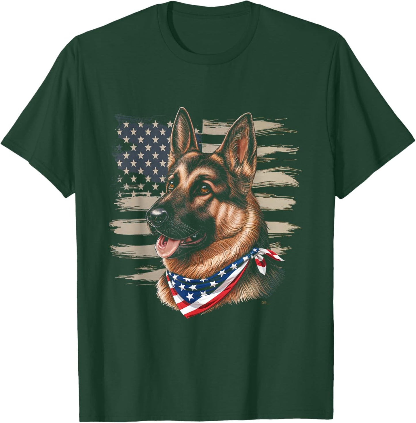 German Shepherd American Flag Dog Patriotic Pet T-Shirt - T-Shirt | Forest