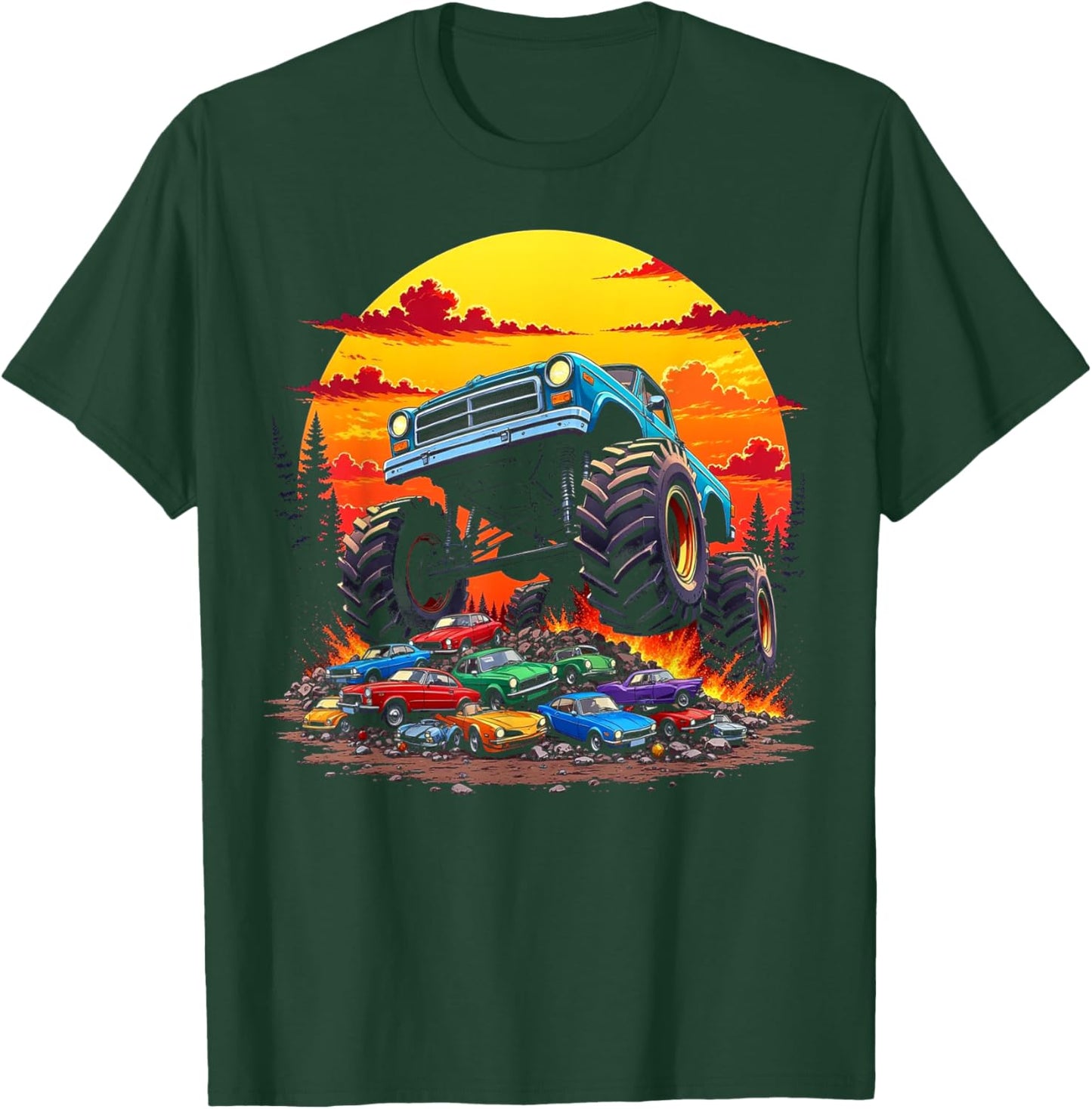 Monster Trucks Birthday Party Retro Monster Truck T-Shirt - T-Shirt | Forest
