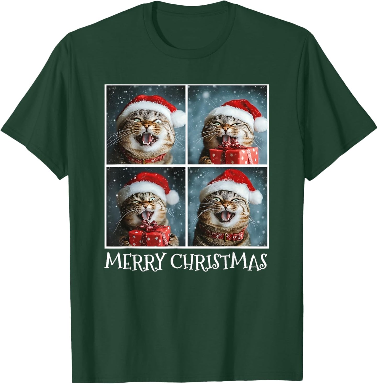 Cat Santa Hat Christmas Cat Selfie T-Shirt - T-Shirt | Forest
