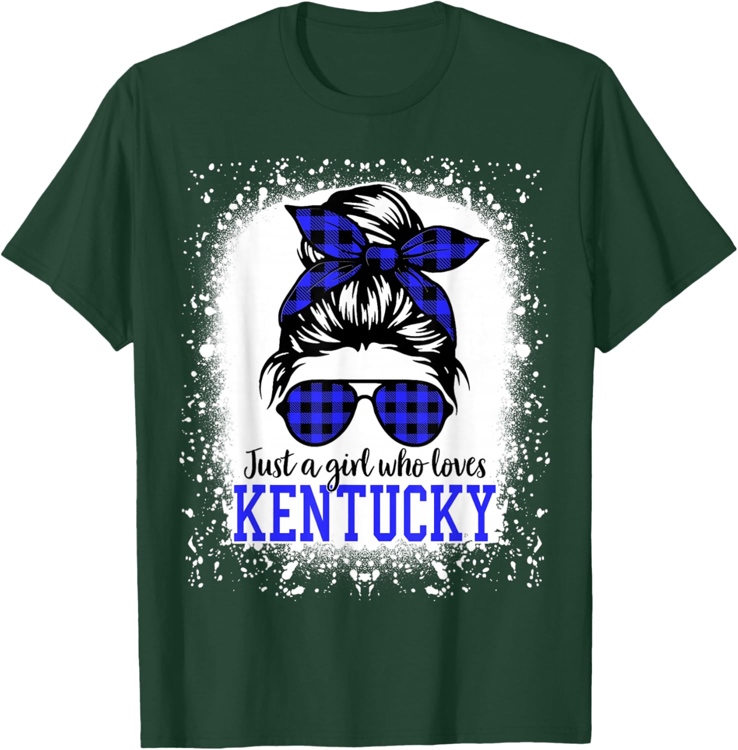 Kentucky Women Girls Messy Bun Hair, Kentucky State Pride T-Shirt - T-Shirt | Forest