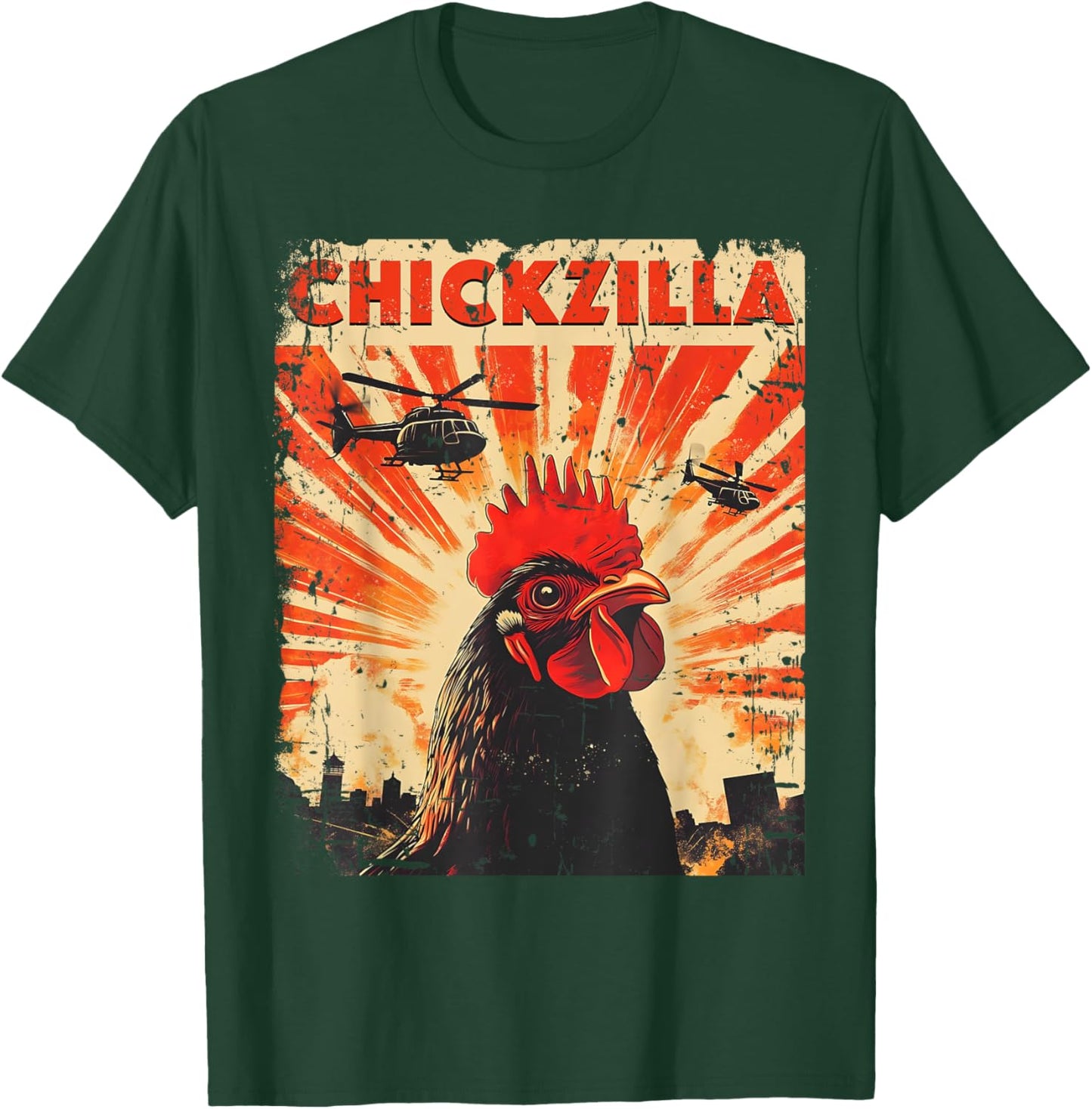 Funny Chicken Japan Retro Vintage Design Chickzilla T-Shirt - T-Shirt | Forest