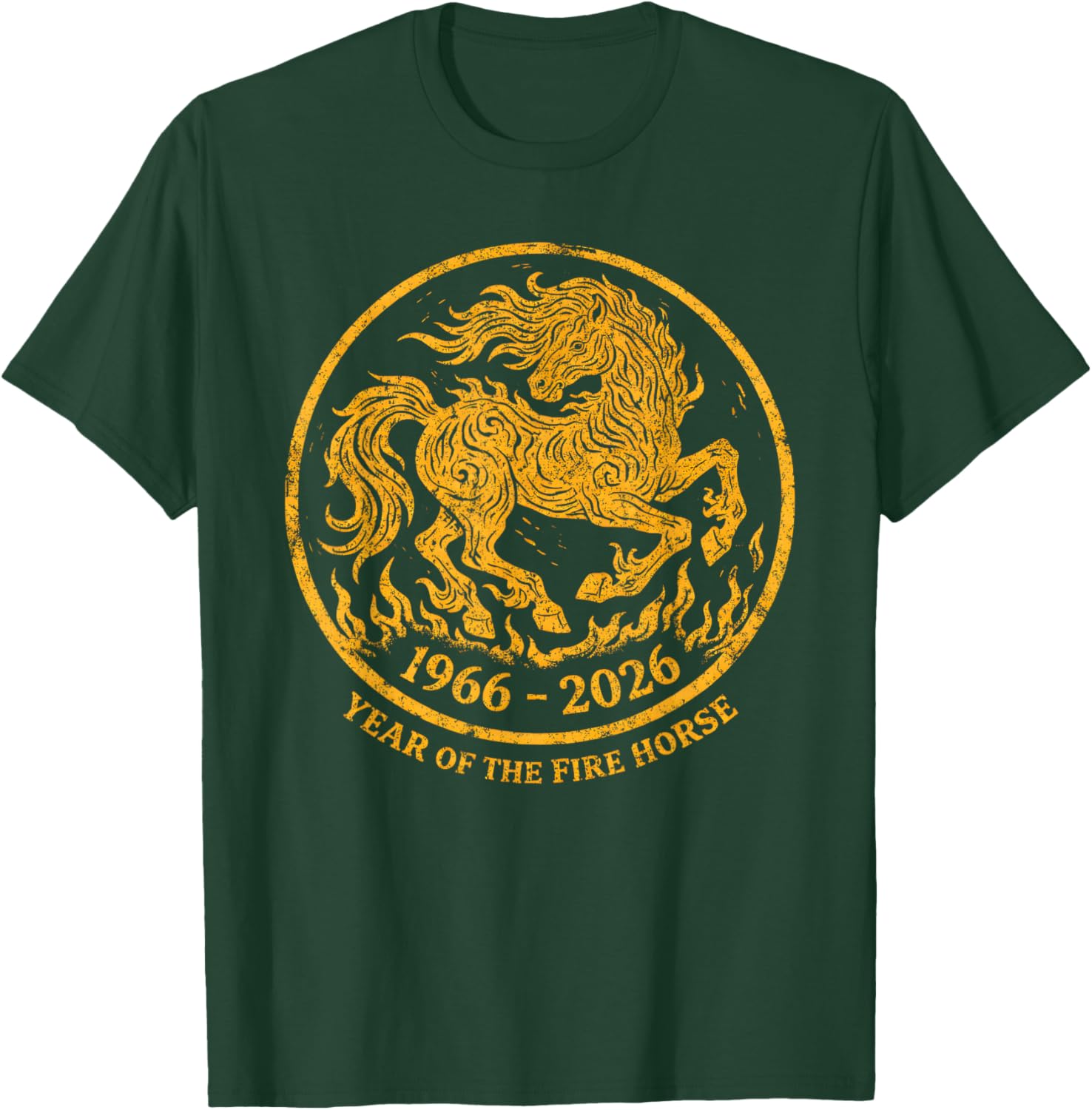 Retro 1966 2026 Year of The Fire Horse 60th Birthday Zodiac T-Shirt - T-Shirt | Forest