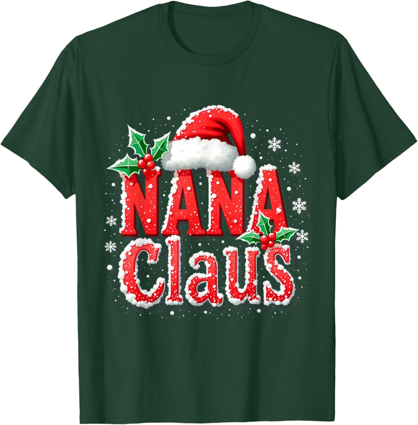 Nana Claus Santa Hat Christmas lights family Xmas Men Women T-Shirt - T-Shirt | Forest