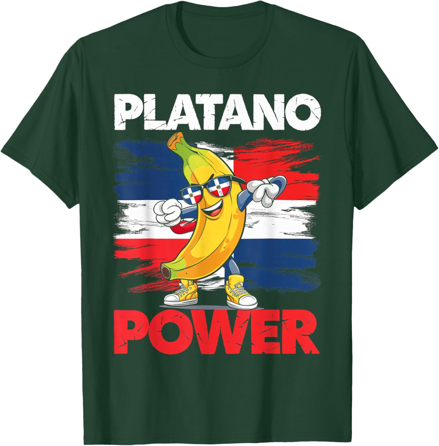 Platano Power Dominican Republic Banana Pride Flag T-Shirt - T-Shirt | Forest