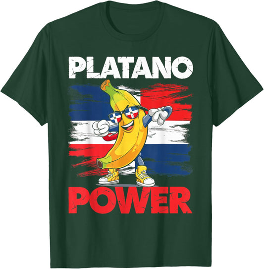 Platano Power Dominican Republic Banana Pride Flag T-Shirt - T-Shirt | Forest