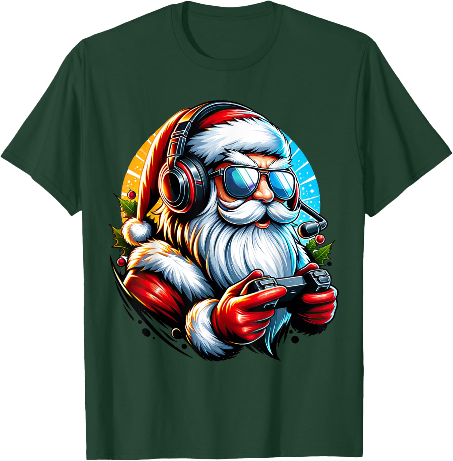 Christmas Gamer Boys Video Game Santa Xmas T-Shirt - T-Shirt | Forest