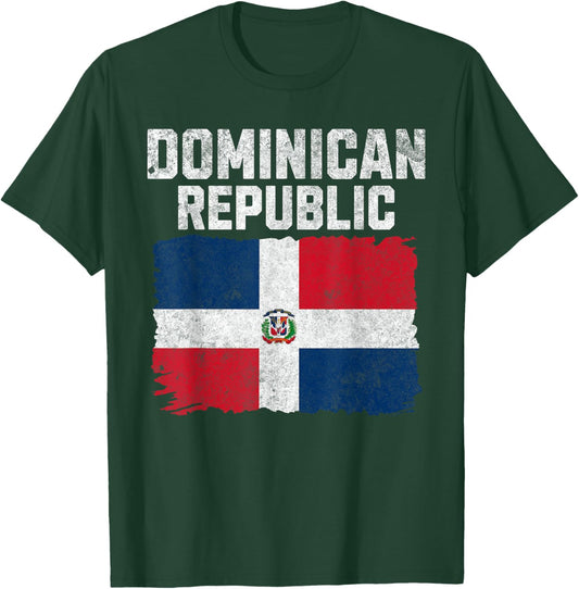 Dominican Republic Flag Vintage Dominican Flag Men Women T-Shirt - T-Shirt | Forest