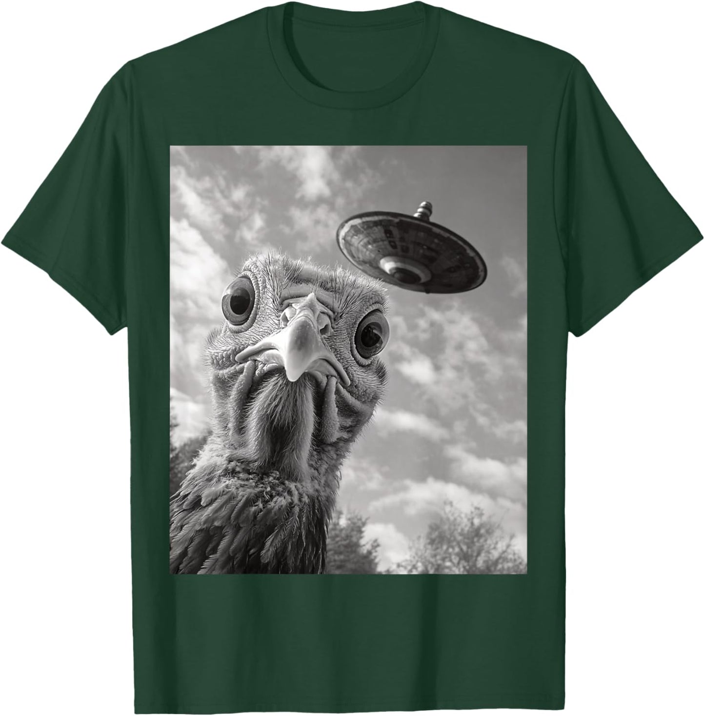 Funny Turkey Selfie UFO Thanksgiving T-Shirt - T-Shirt | Forest