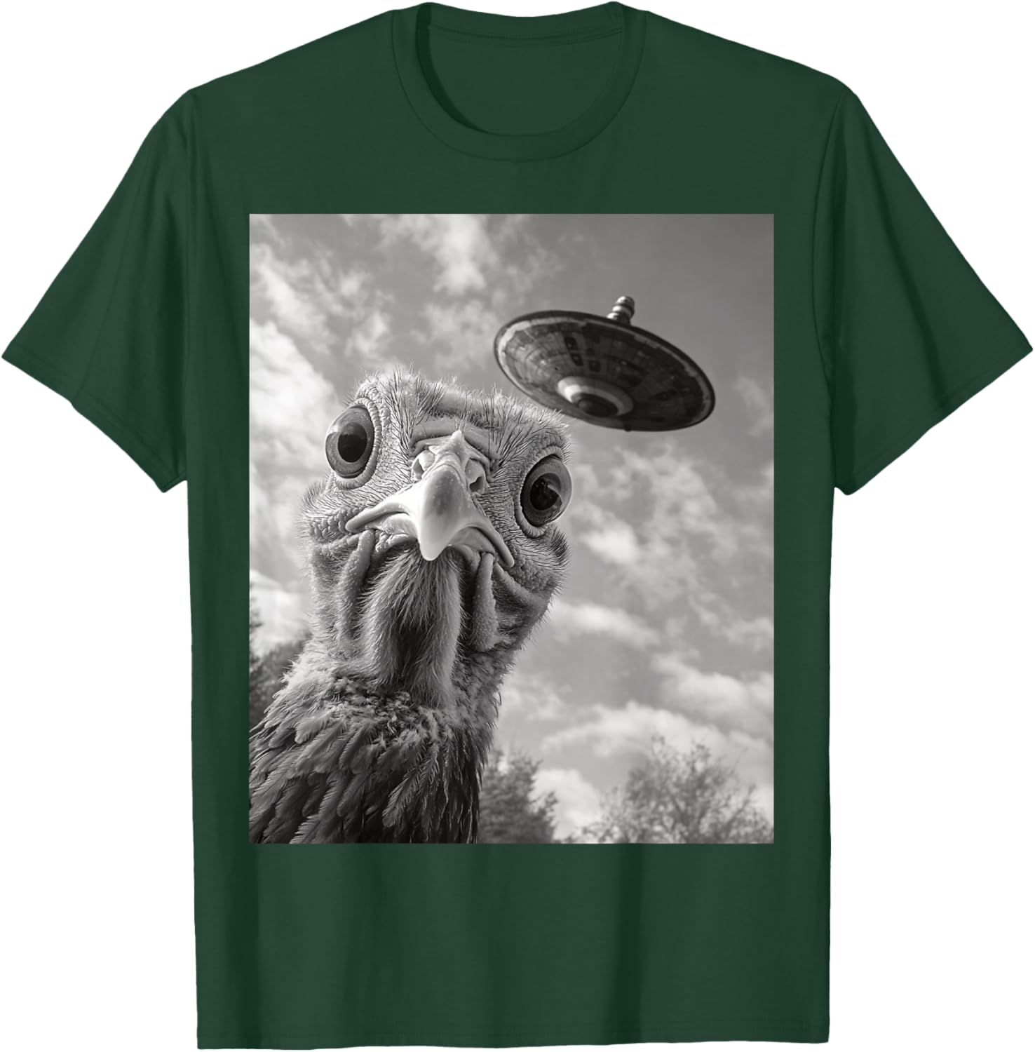Funny Turkey Selfie UFO Thanksgiving T-Shirt - T-Shirt | Forest