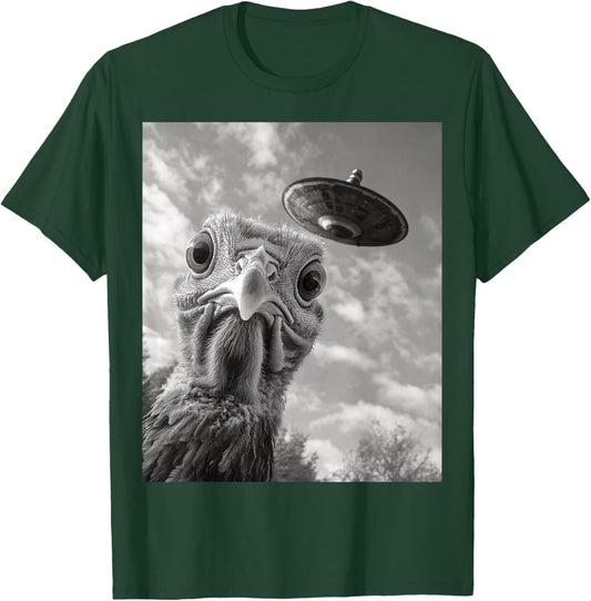 Funny Turkey Selfie UFO Thanksgiving T-Shirt - T-Shirt | Forest
