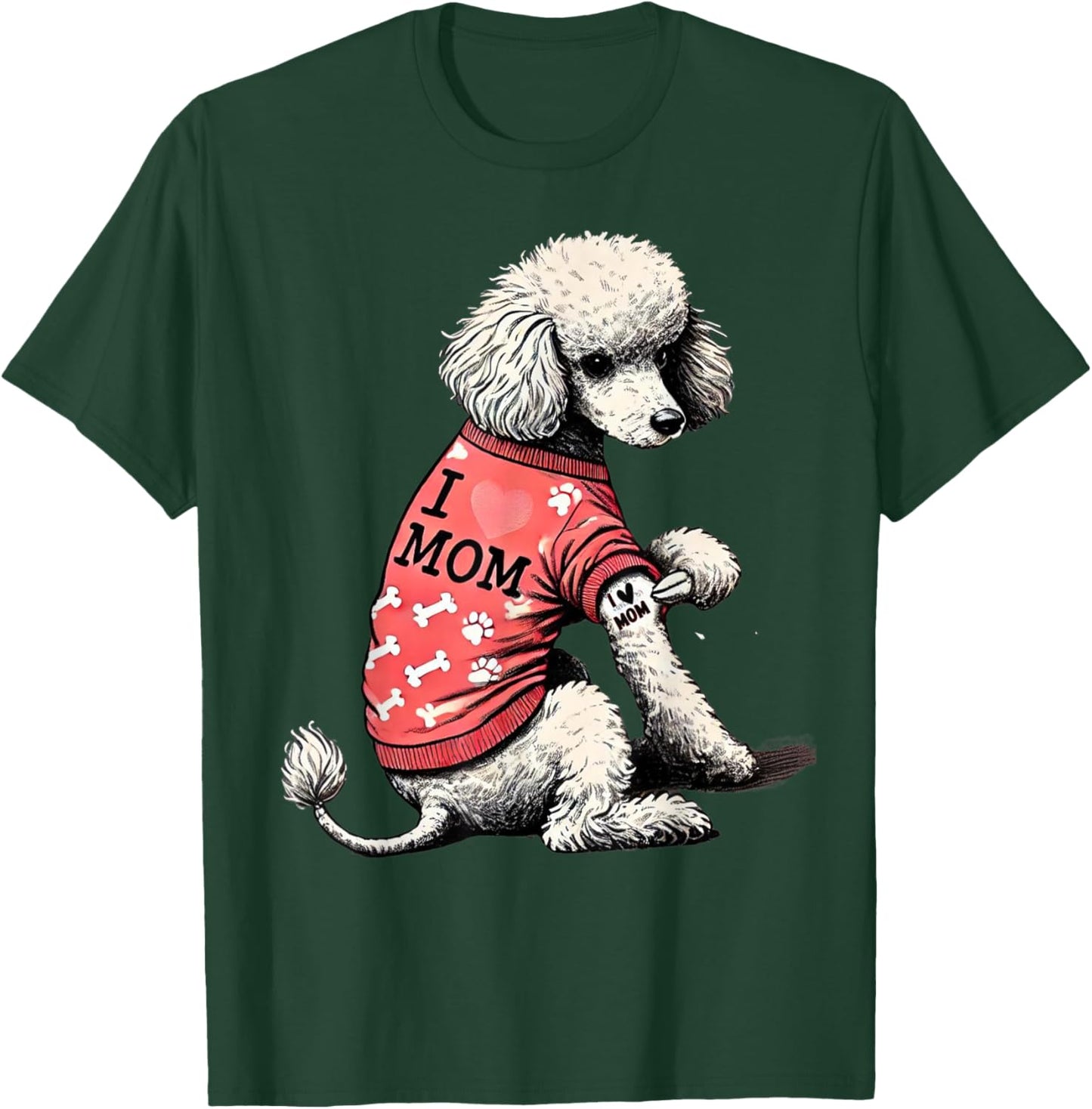 Funny I Love Mom Tattoo Poodle Mom T-Shirt - T-Shirt | Forest