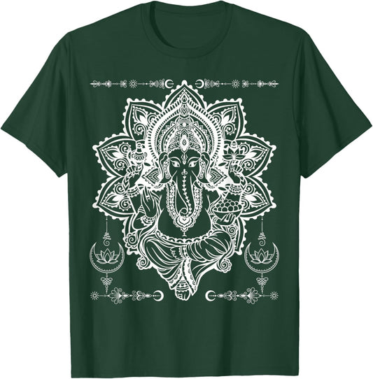 Ganesh Hindu Elephant God Ganesha Yoga Spiritual T-Shirt - T-Shirt | Forest