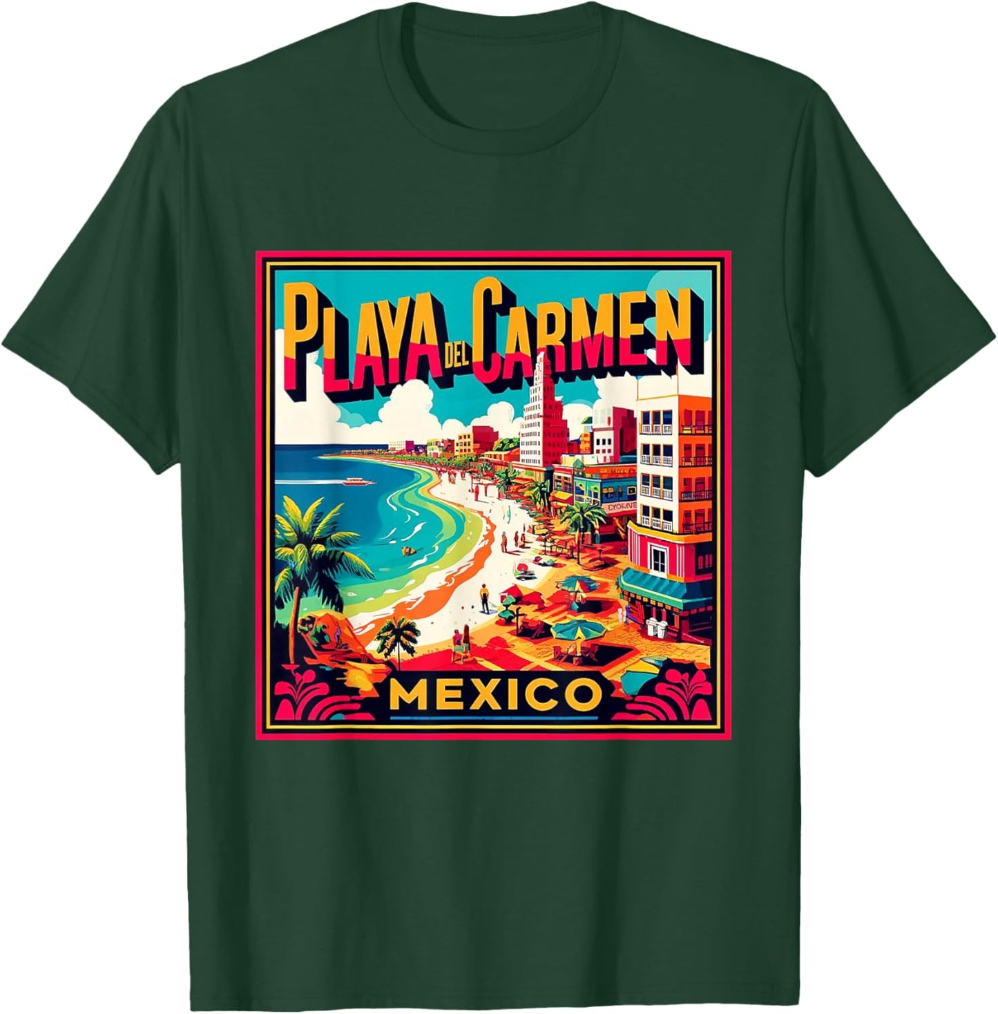 Playa Del Carmen Mexico Shirt Family Trip Retro Beach City T-Shirt - T-Shirt | Forest