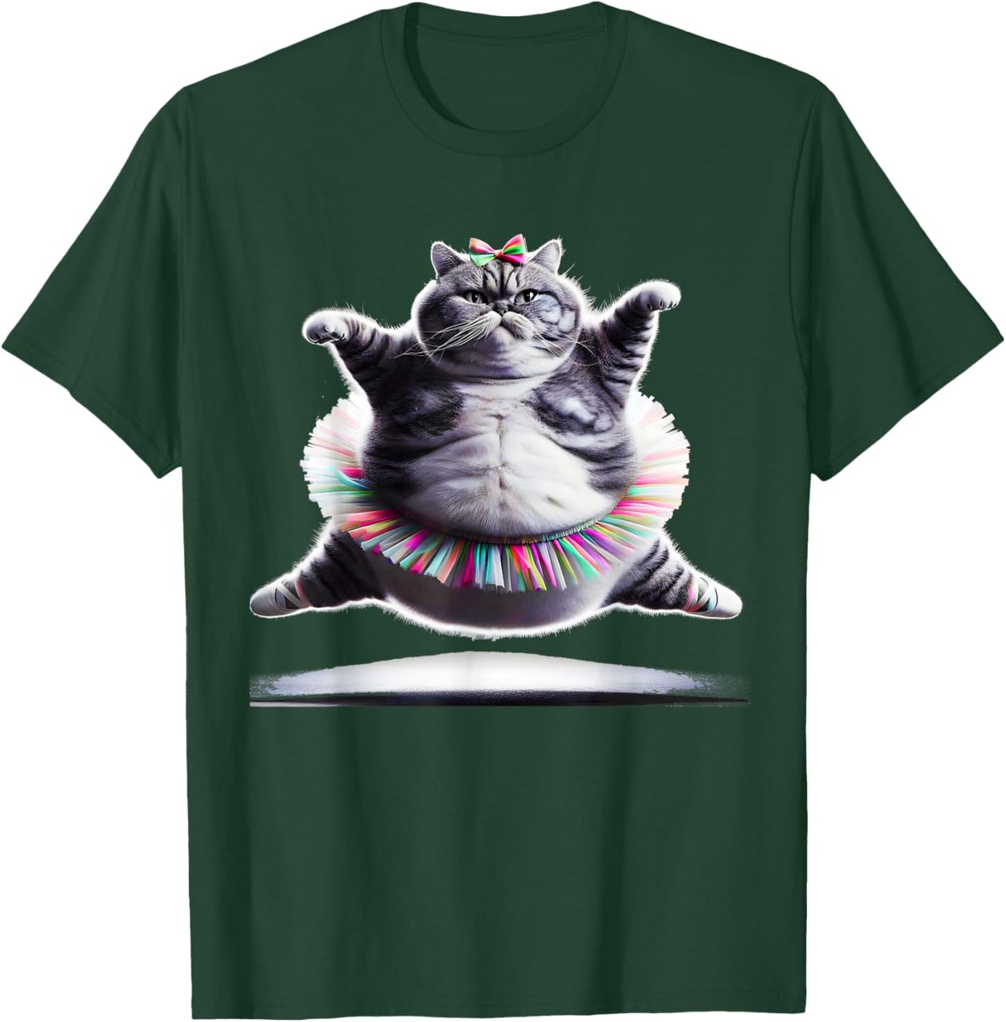 Funny Chubby Ballet Kitty Cat Wearing a Tutu Dancing. T-Shirt - T-Shirt | Forest