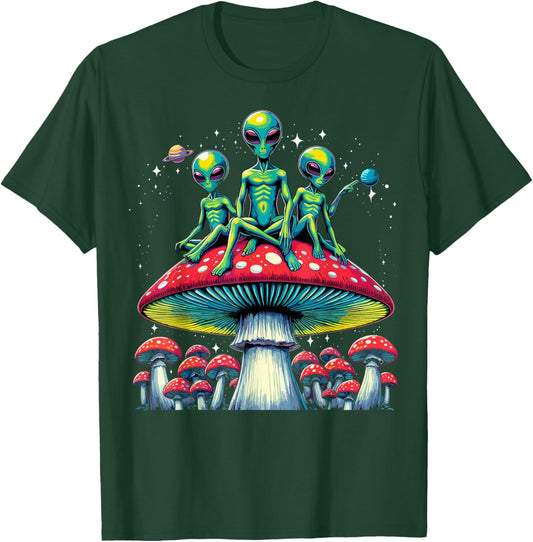 Trippy Alien Mushroom - Funny Psychedelic Shroom T-Shirt - T-Shirt | Forest